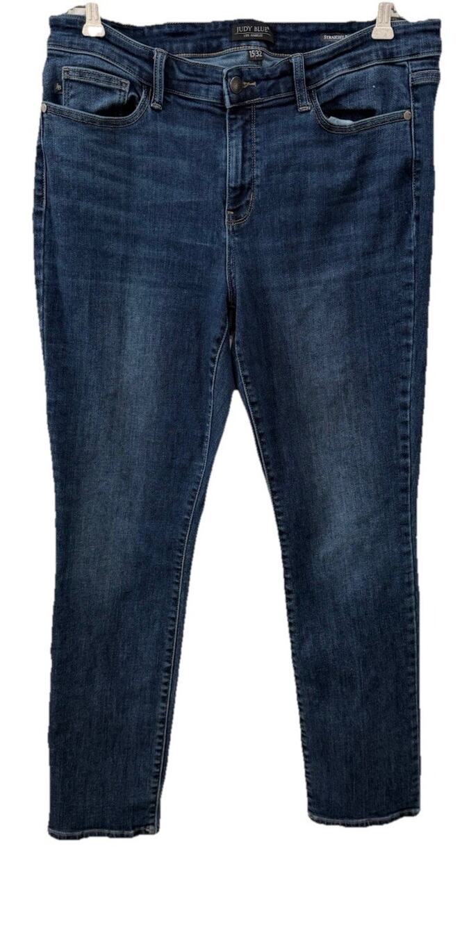 Judy Blue Women’s Straight Fit Stretch Jeans Size 15/32 Blue Dark Wash